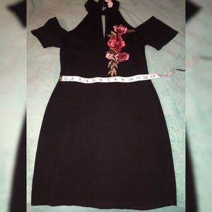 Frenzee Black Embroidered Dress